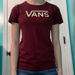 Burgundy Vans short sleeve